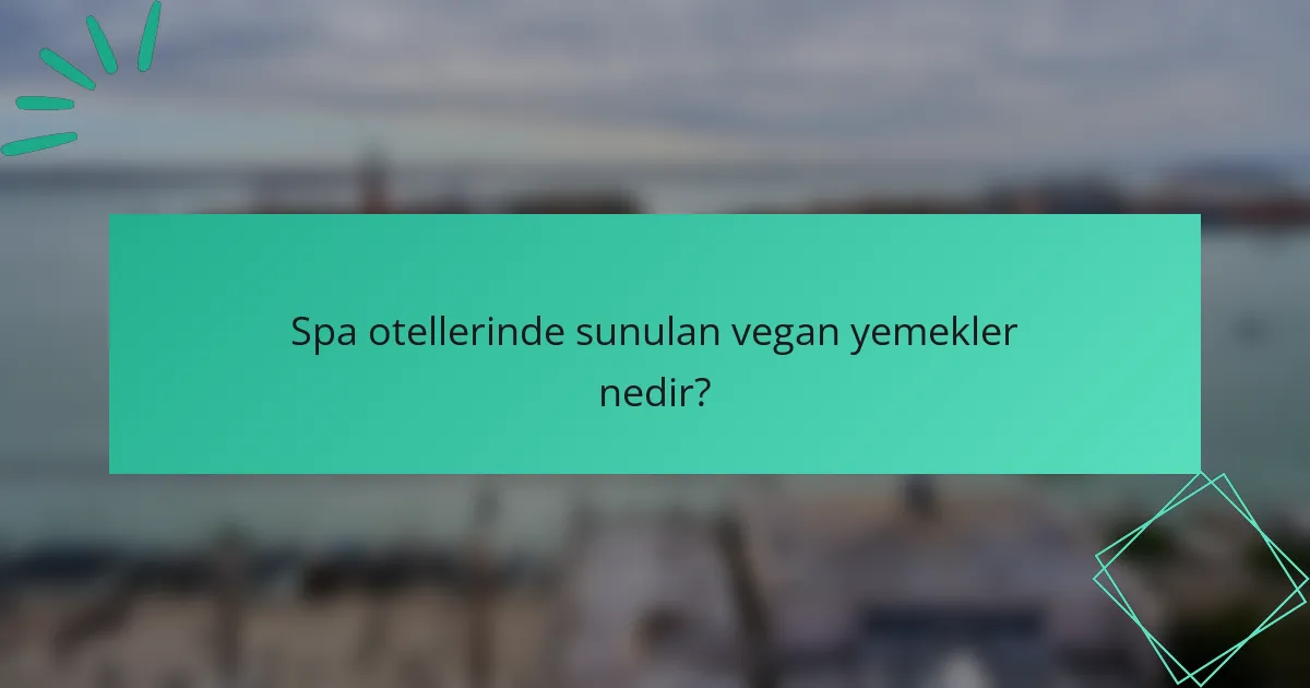 Spa otellerinde sunulan vegan yemekler nedir?