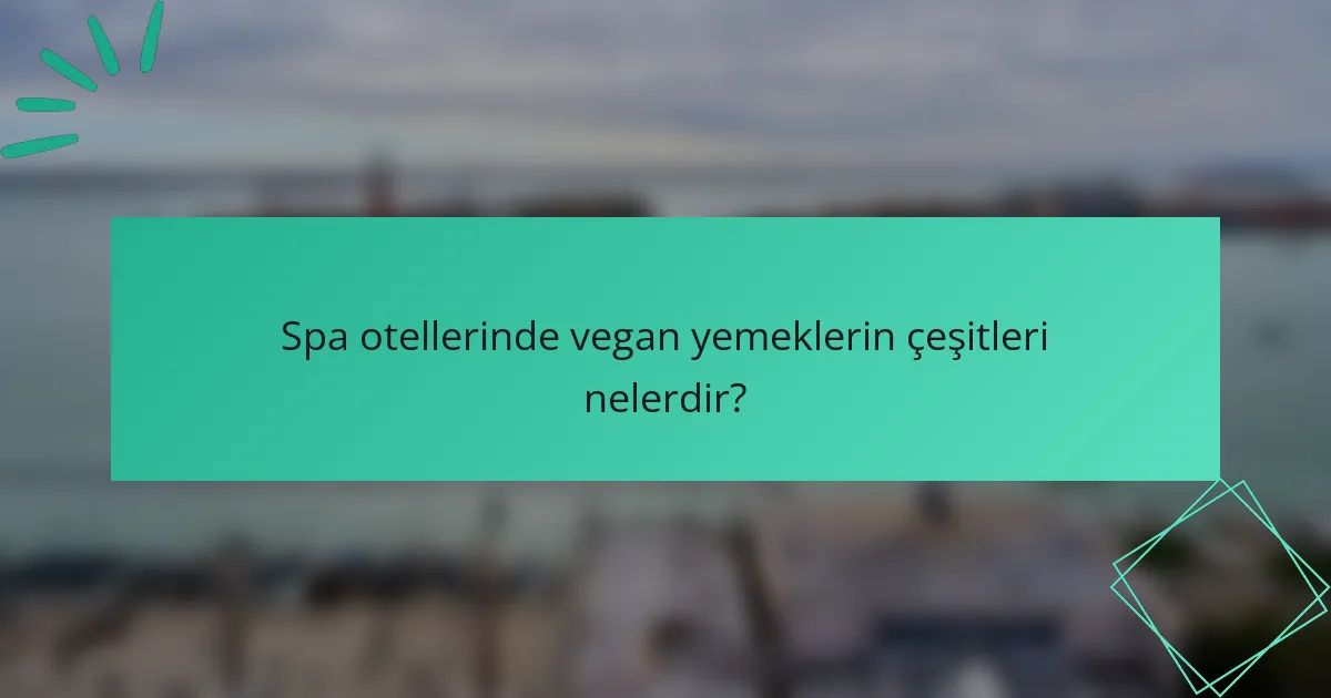 Spa otellerinde vegan yemeklerin çeşitleri nelerdir?