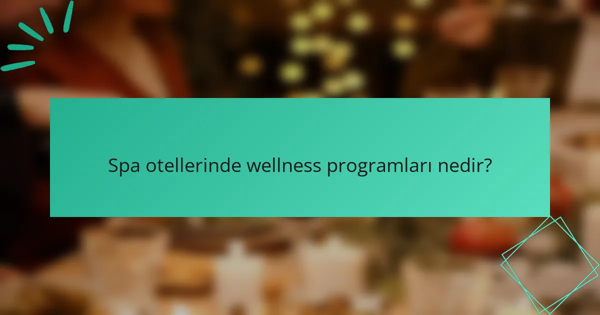 Spa otellerinde wellness programları nedir?