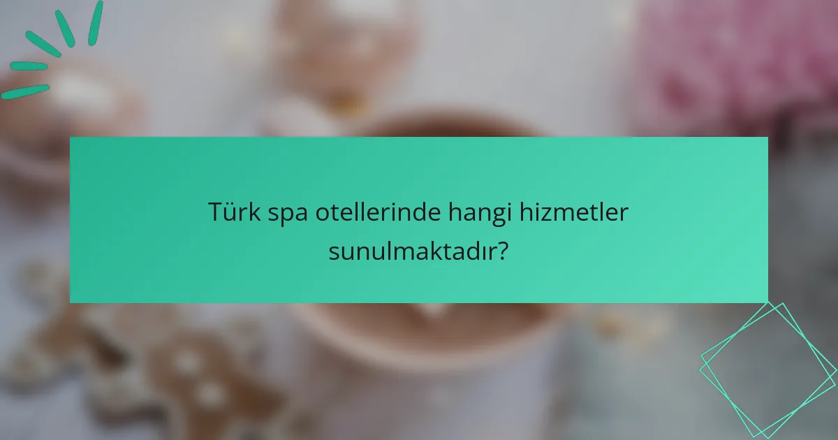 Türk spa otellerinde hangi hizmetler sunulmaktadır?