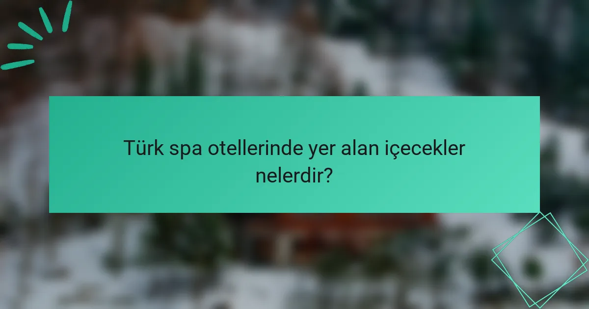 Türk spa otellerinde yer alan içecekler nelerdir?